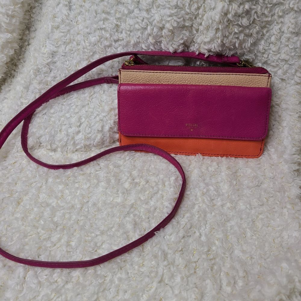 Fossil Tessa Tri‎ Color String Crossbody Wallet Purse